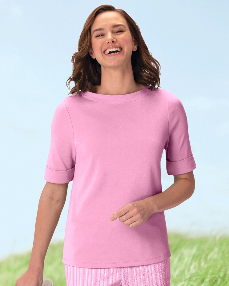 Essential Cotton Roll-Sleeve Tee image number 1