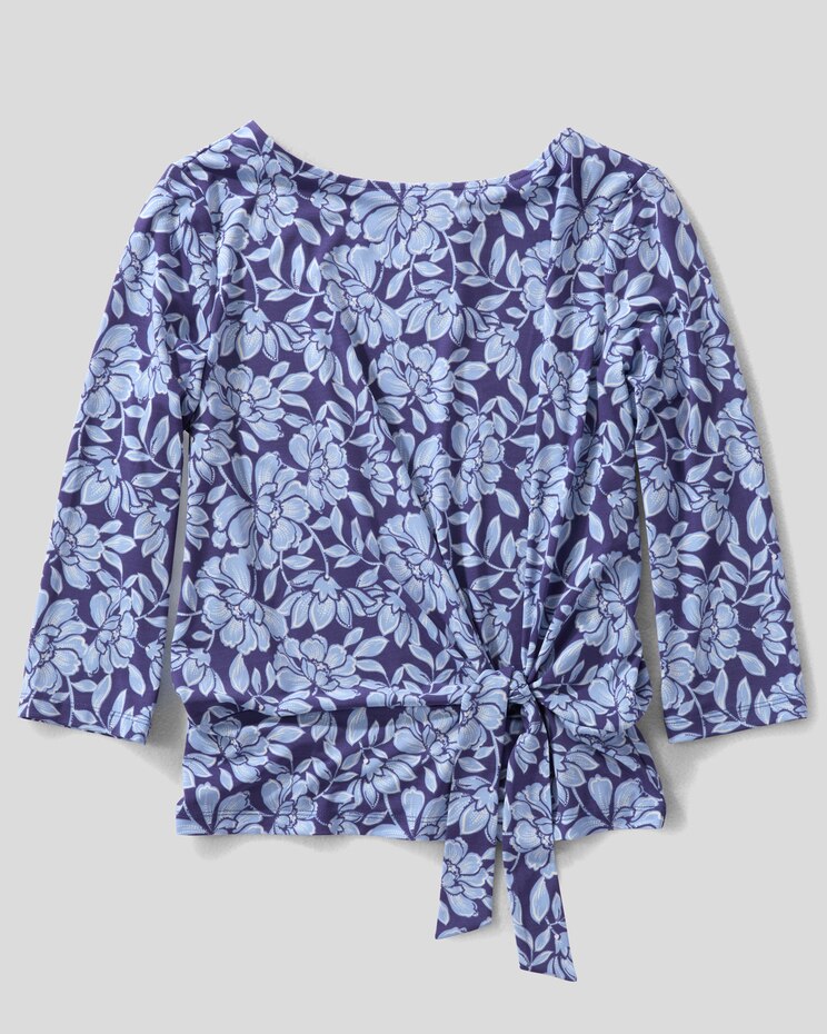 Trailing Floral Side-Tie Knit Top image number 1