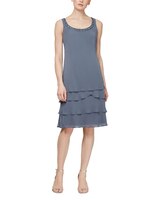 S.L. Fashions Lace Shoulder Beaded Tiered Dress thumbnail number 8