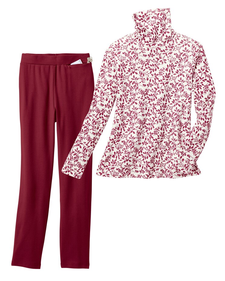 Essential Cotton Leaf & Berries Print Turtleneck image number 2