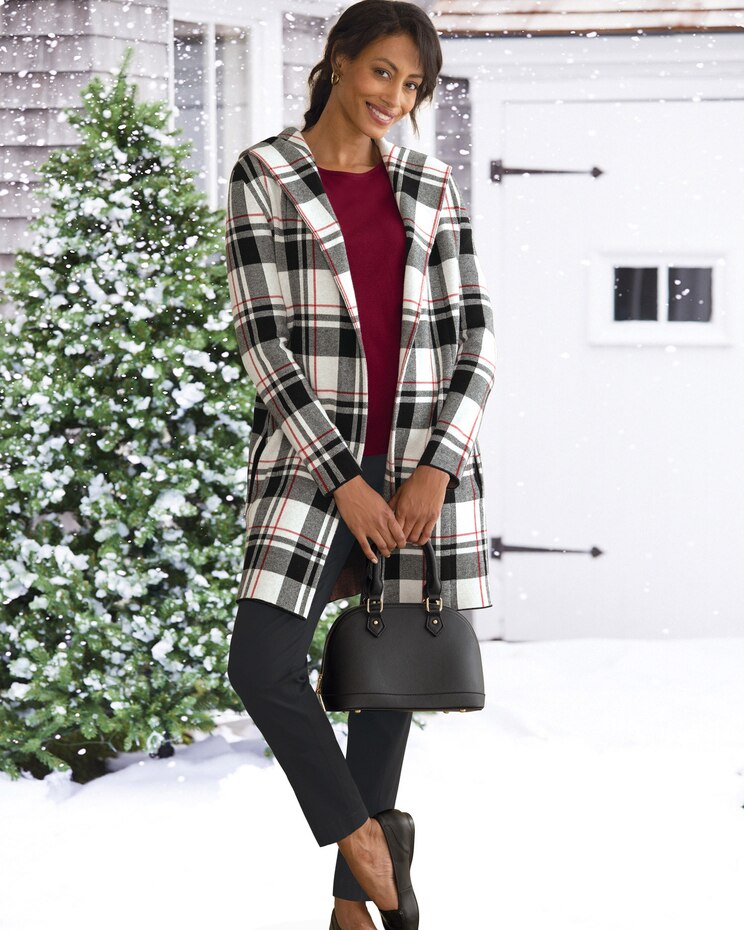 Perfect Plaid Hooded Coatigan image number 2