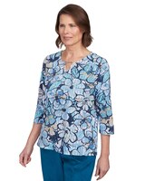 Alfred Dunner® Stripe Floral Beaded Split Neck Top thumbnail number 3