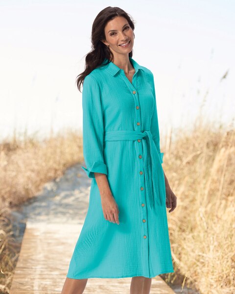 Nantucket Textured-Cotton Shirtdress