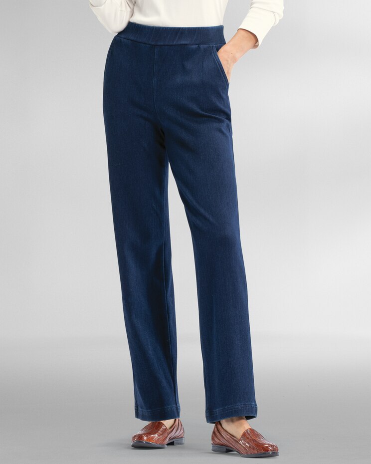 Classic Knit Denim Straight Leg Pants image number 1