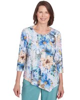 Alfred Dunner® Lake Victoria Asymmetrical Hem Watercolor Floral Print Tee thumbnail number 1