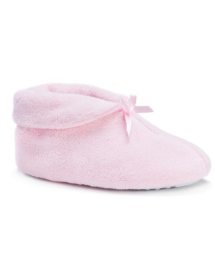 MUK LUKS Soft Ones Terry Cuff Bootie w/ Bow Slippers image number 1