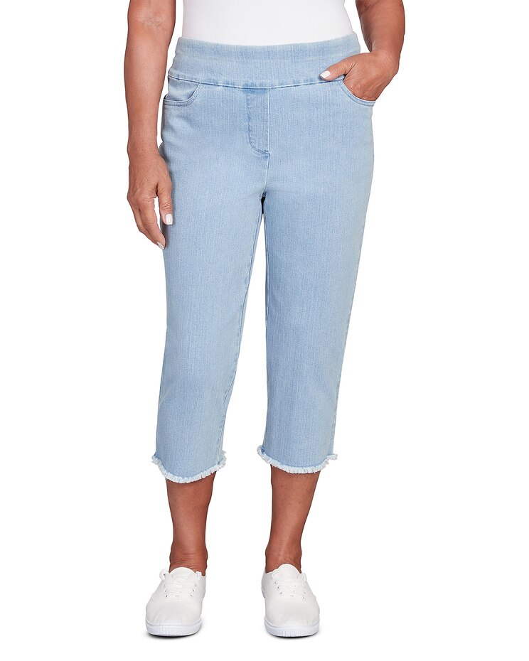 Alfred Dunner® Classics Black Denim Fringe Capri Pant image number 1