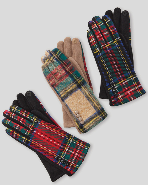 Tartan Plaid Gloves with Touch Screen Finger