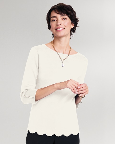 Madison Scalloped-Hem Sweater