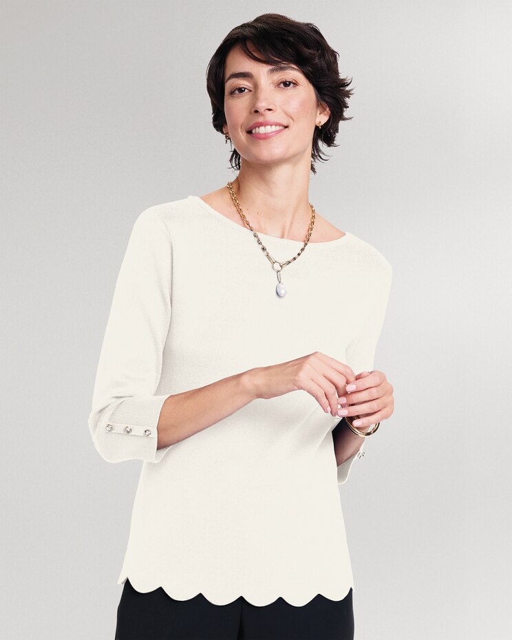 Madison Scalloped-Hem Sweater image number 1