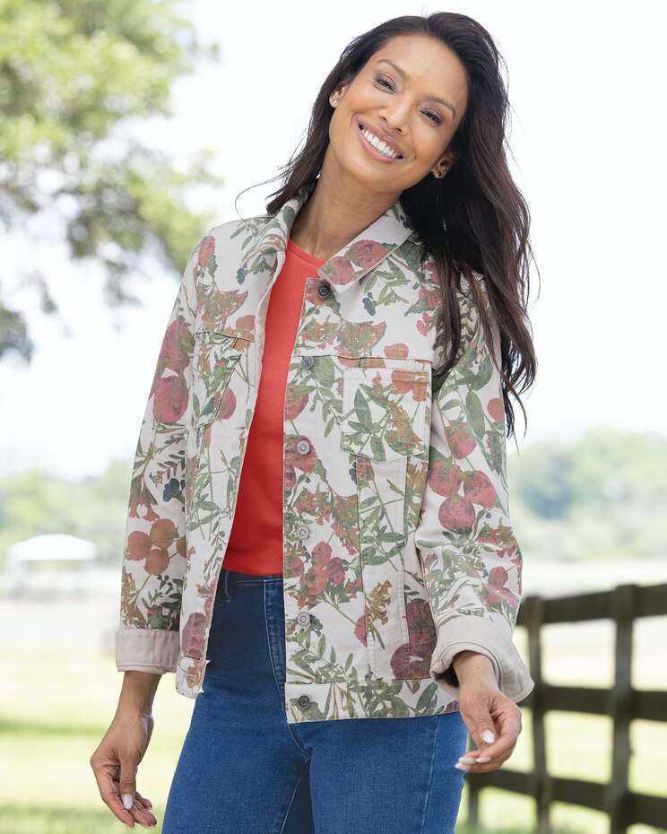 Reversible Floral-Print Jean Jacket