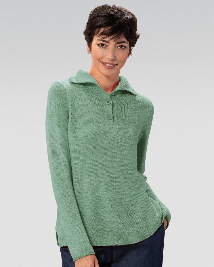 Marled Tipped Henley Sweater image number 1