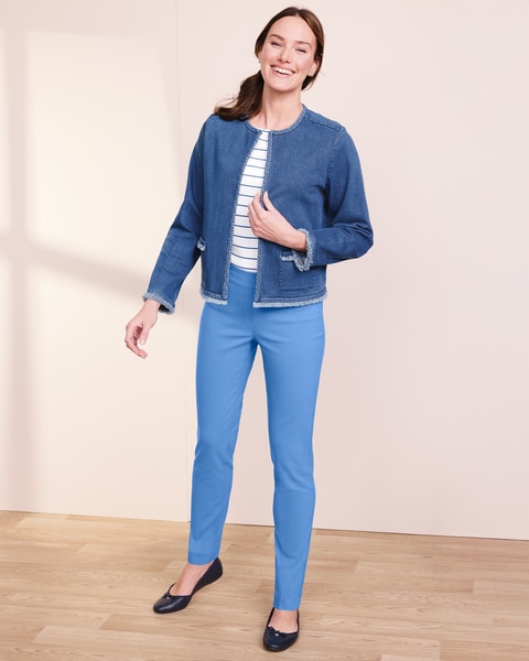 DreamFlex Denim Braid-Trim Jacket & SlimSation Taperd Length Pants