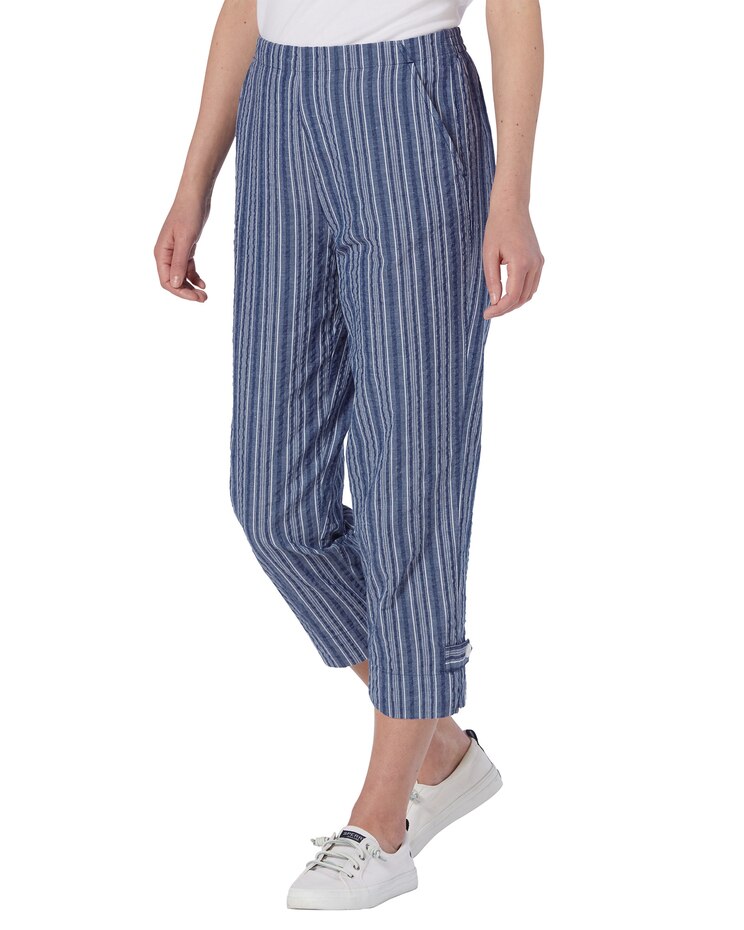 Seersucker Stripe Cropped Pants image number 1