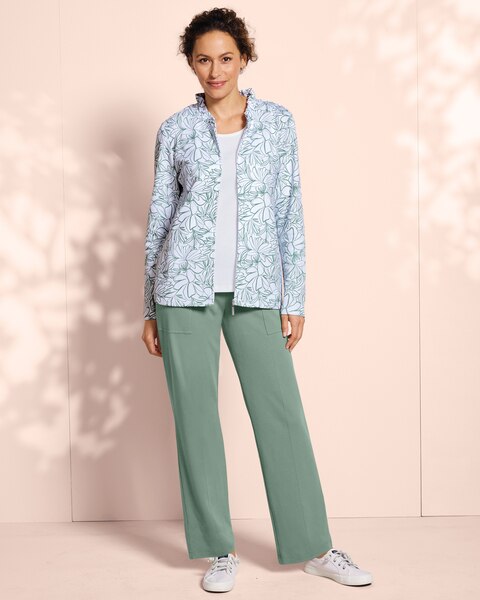 Jackie Sketched-Floral Jacket & Everyday 4-Pocket Relaxed Straight Leg Pants