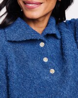 Luxe Bouclé Convertible-Collar Henley thumbnail number 2