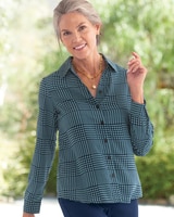 Silky Glen Plaid Long-Sleeve Blouse thumbnail number 1