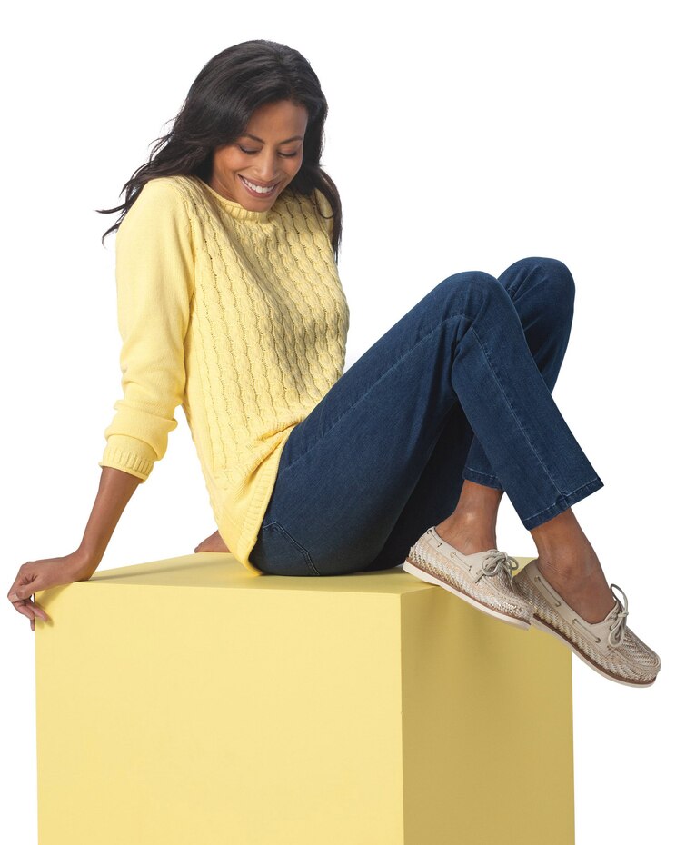 Diamond-Cable Cotton Rollneck Sweater image number 2