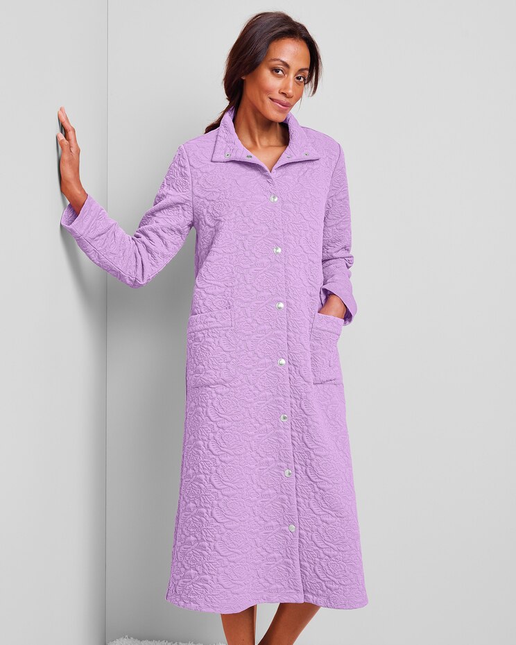 Textured Floral Snap-Front Robe image number 1