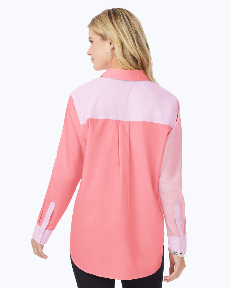 Boyfriend Long Sleeve Mix Pinpoint Shirt image number 2