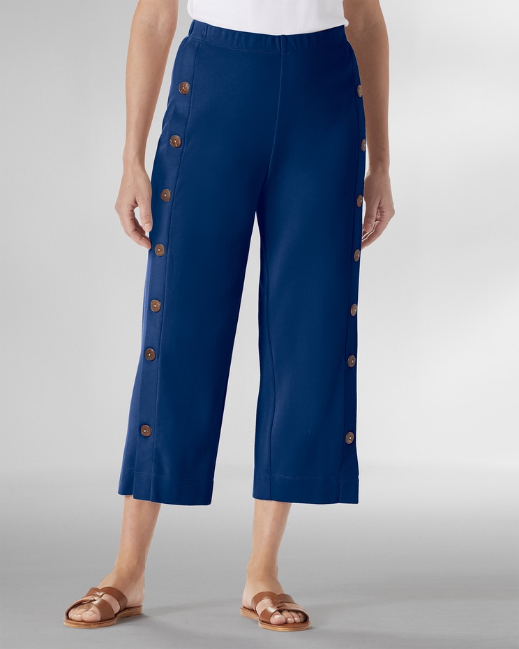 Sahara Side-Button Knit Capris image number 1