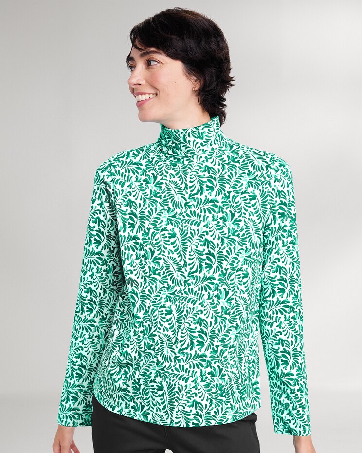 Prima™ Cotton Stencil Floral Turtleneck image number 1