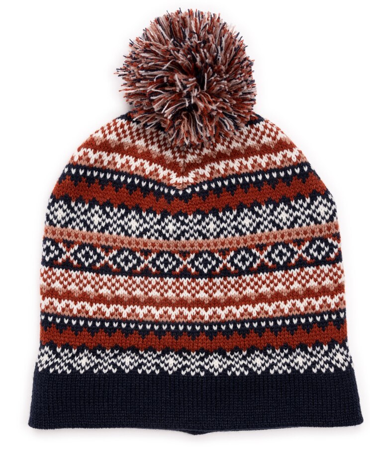 MUK LUKS® Womens Slouchie Beanie With Patterned Turnback Cuff image number 1