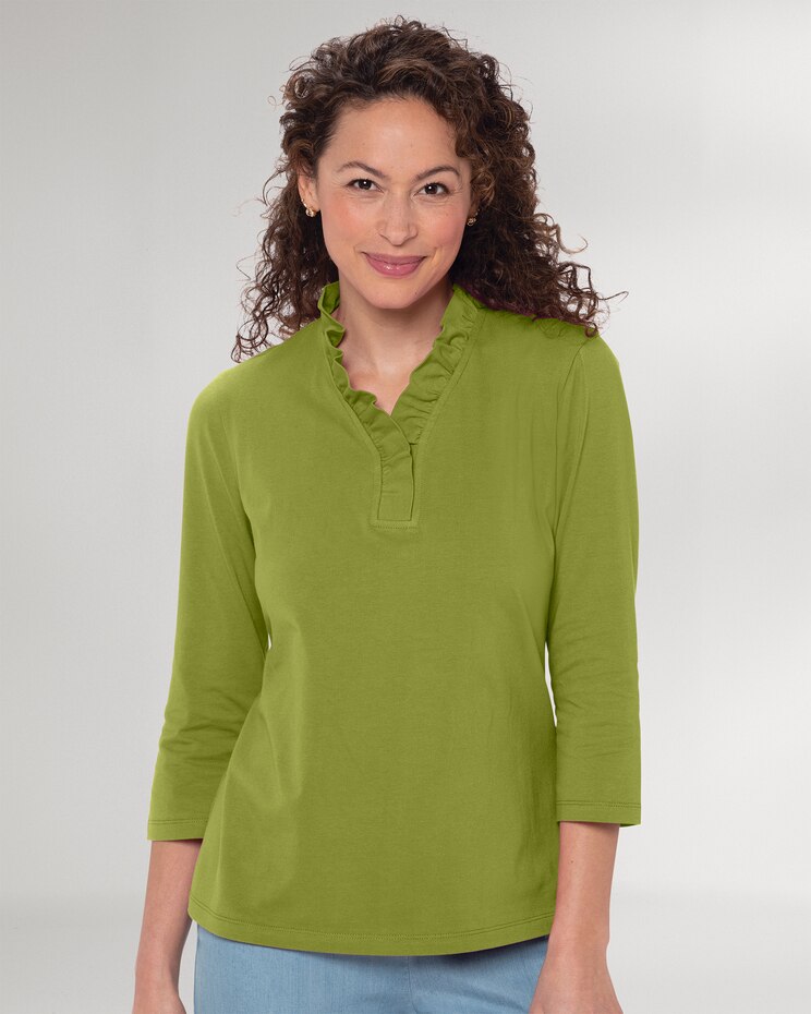 Prima™ Cotton Solid Ruffle-Neck Tee image number 1