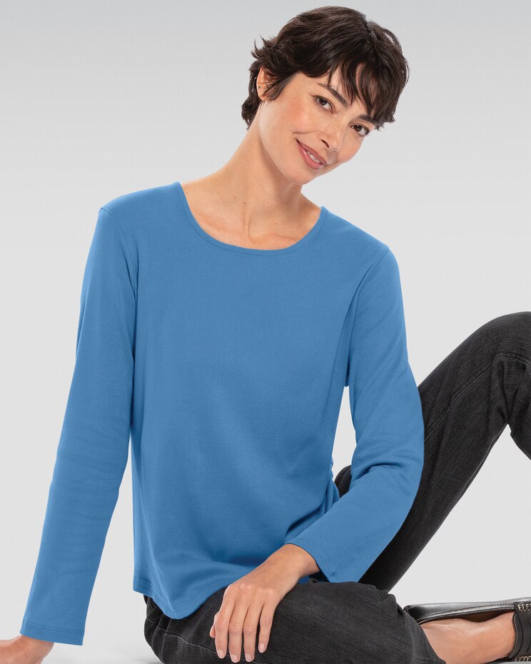 Coastal Cotton Long-Sleeve Solid Scoopneck Tee image number 1