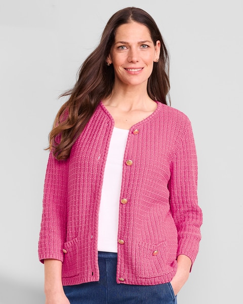 Bayside Cotton Gold-Button Cardigan 