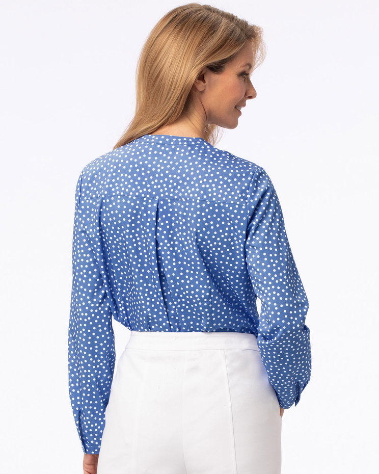Silky Print Long-Sleeve Utility Blouse image number 2
