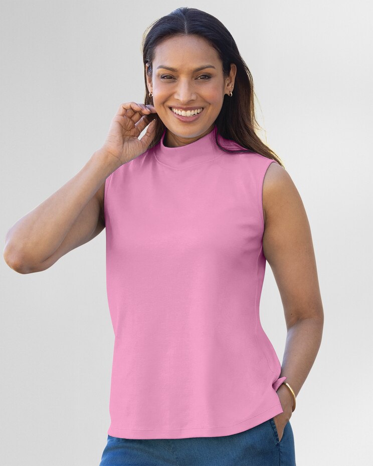 Essential Cotton Sleeveless Mockneck image number 1