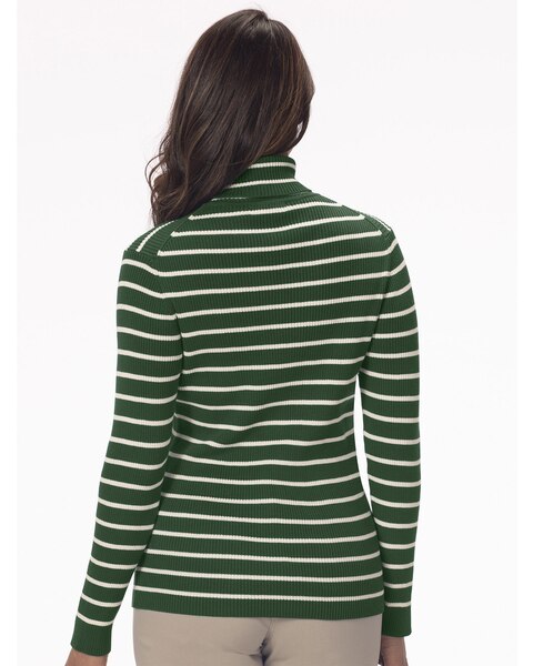 Striped Ribbed Cotton Turtleneck Sweater
