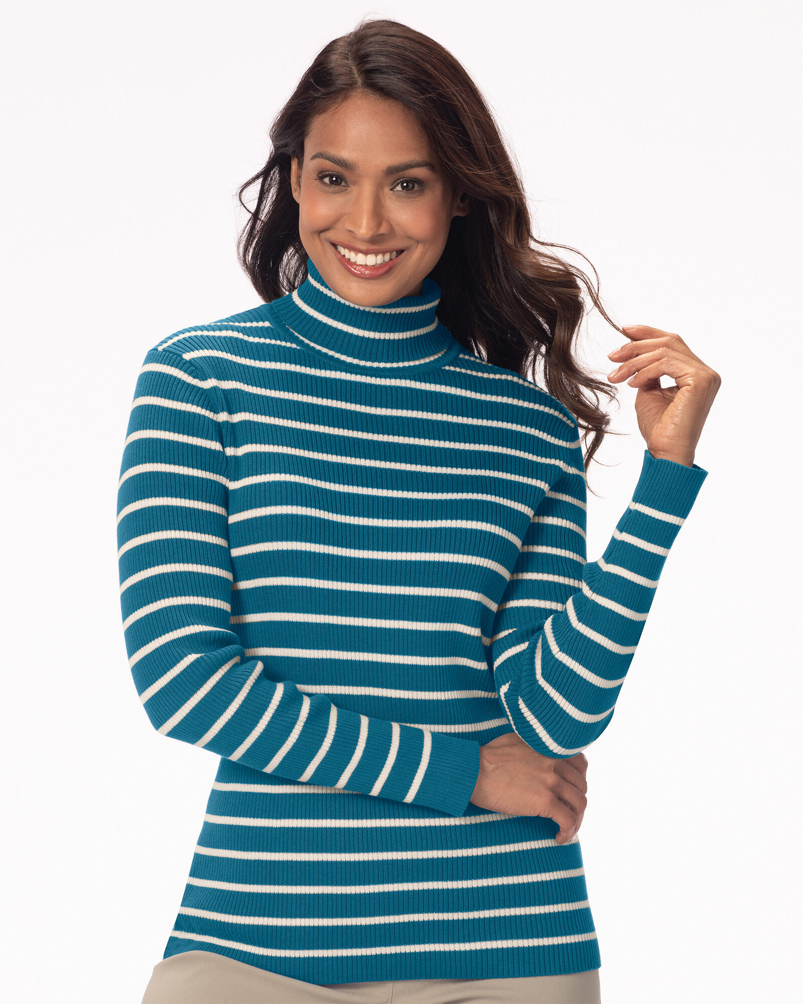 Striped ribbed turtleneck clearance