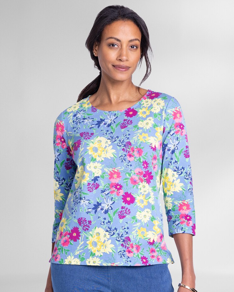 Prima™ Cotton Botanical Jewelneck Tee image number 1