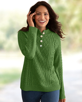 Cotton Cable Mock-Neck Henley Sweater thumbnail number 1