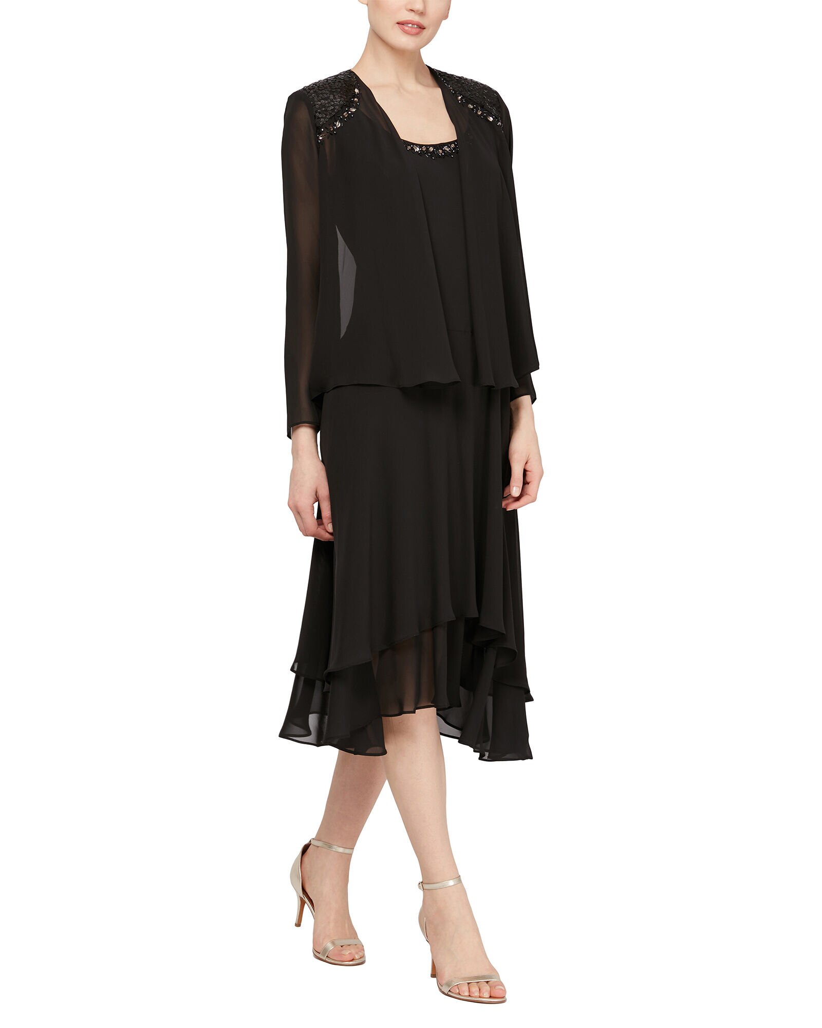 Sl fashions embellished shift dress and jacket deals