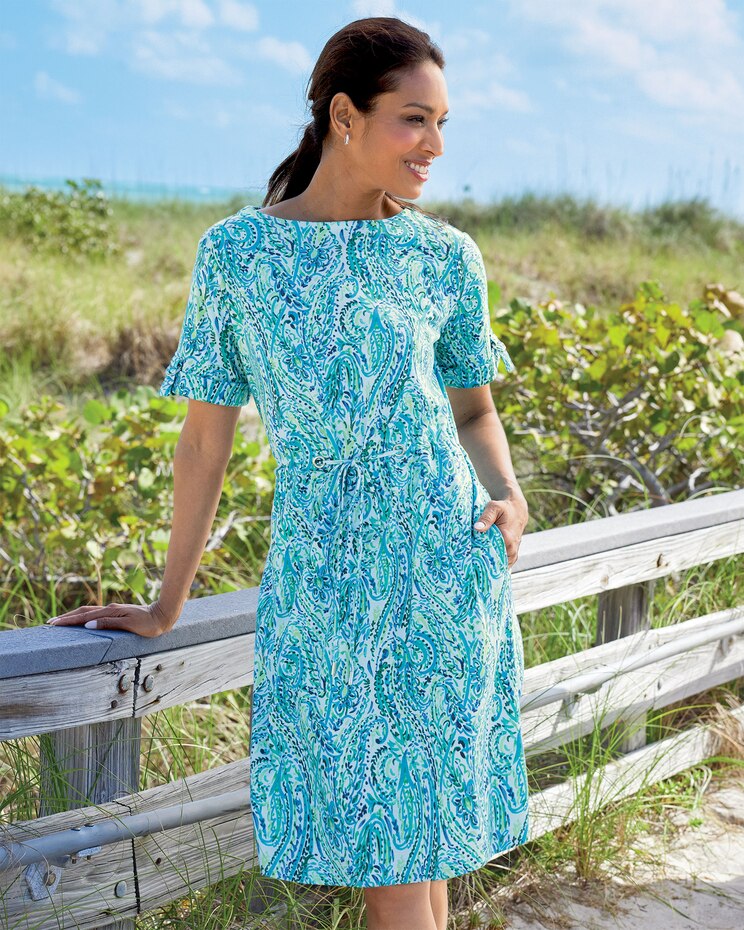 Paisley Drawstring-Waist Dress image number 1