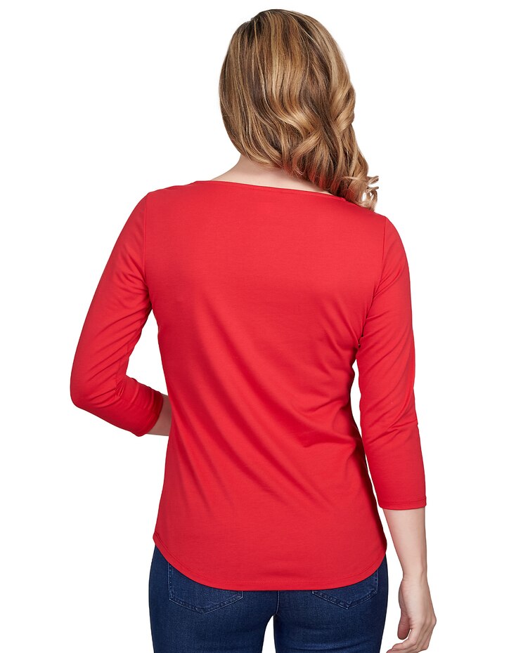 Ruby Rd® Warm Your Heart Holiday Three-Quarter Sleeve Tee image number 2
