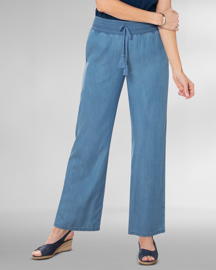 Tencel™/Cotton Smocked-Waist Pants image number 1
