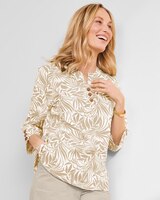 Captiva Y-Neck Stenciled Palms Popover  thumbnail number 1