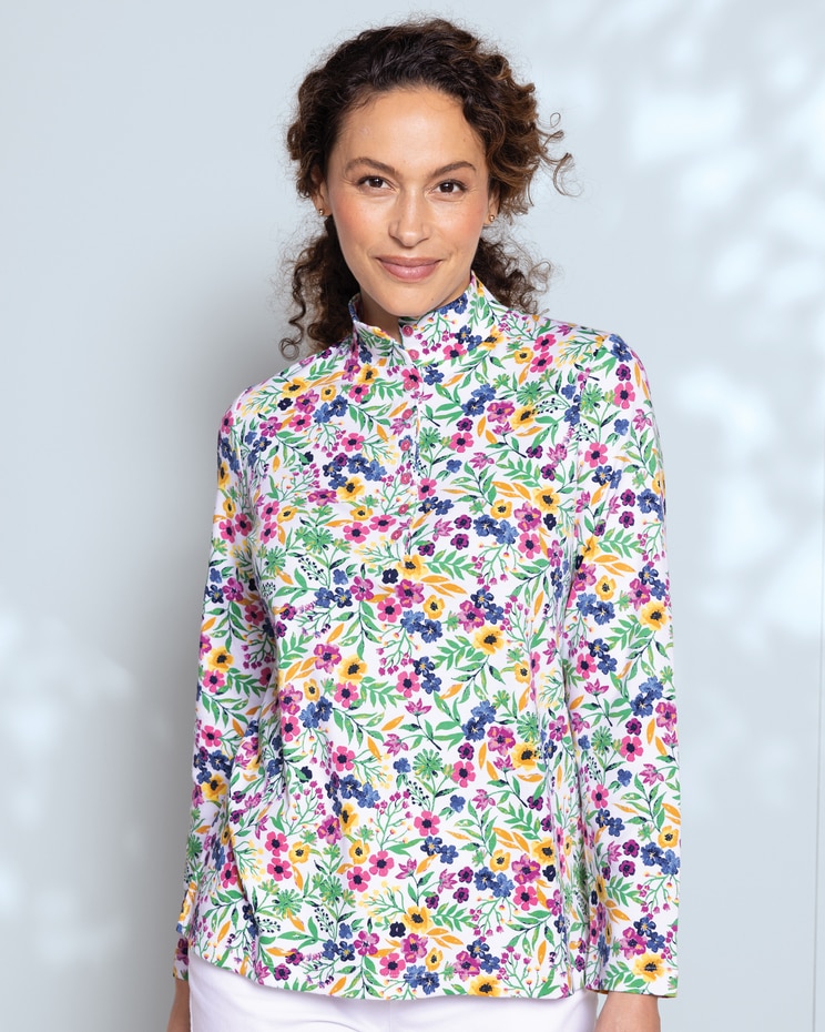Essential Cotton Spirit of Spring Mockneck Henley image number 1
