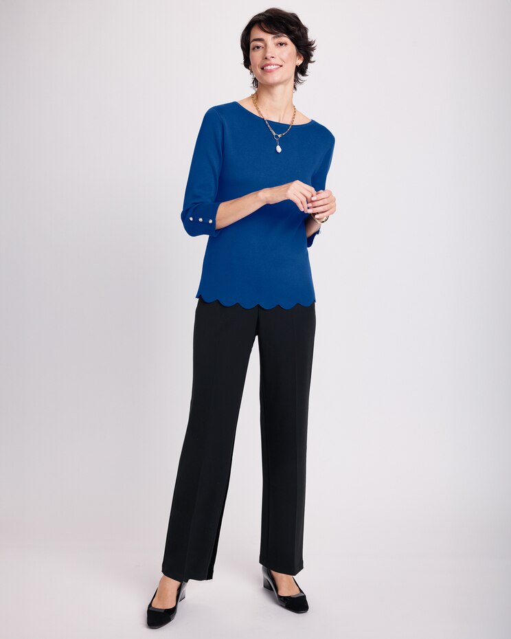 Madison Scalloped-Hem Sweater image number 3