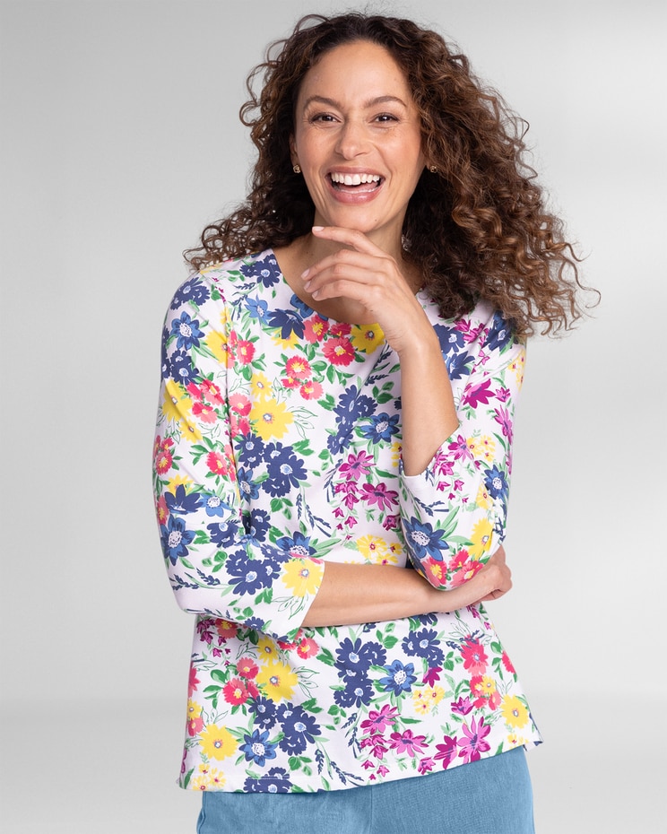 Prima™ Cotton Botanical Jewelneck Tee image number 1