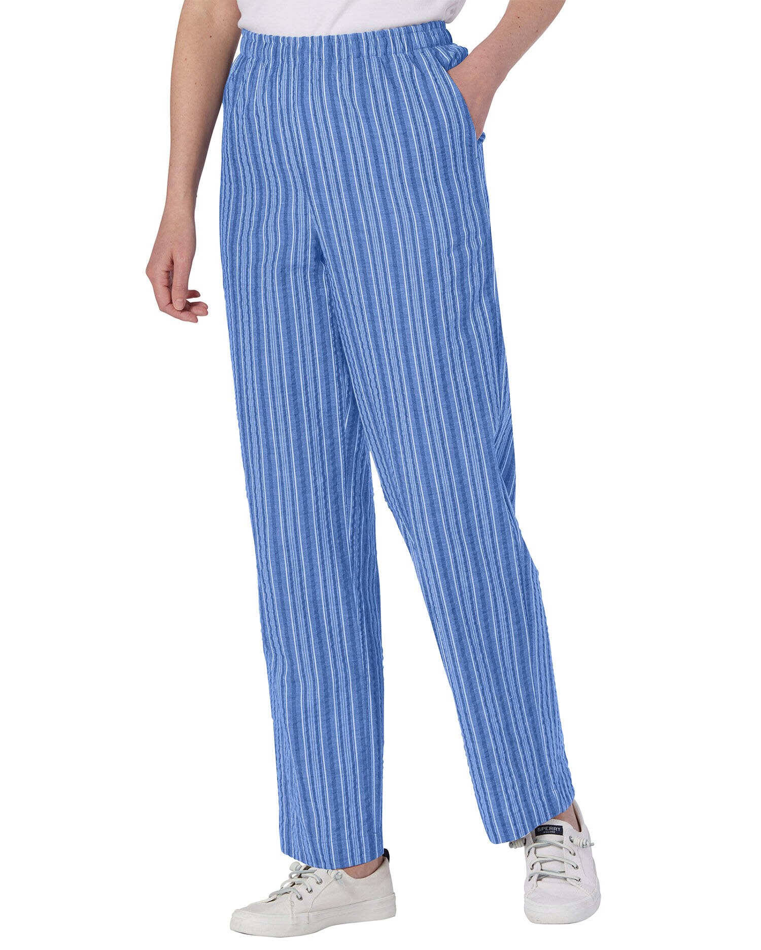 Seersucker Stripe Elastic-Waist Pants | Appleseed's
