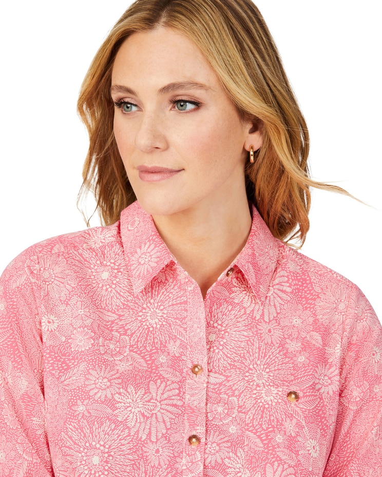 Zoey Roll-Tab Drawn Floral Shirt image number 3