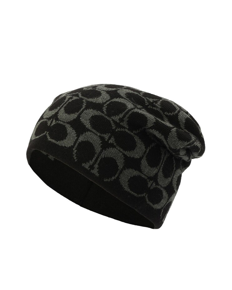Coach Signature C Black Reversible Beanie image number 1