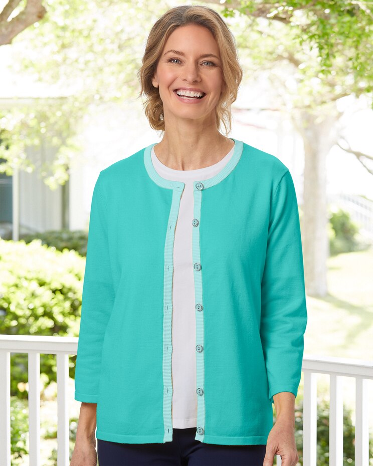 Madison Tonal Tipped Cardigan image number 1