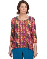 Alfred Dunner® Chevron Knit Sharkbite Hem Top thumbnail number 1