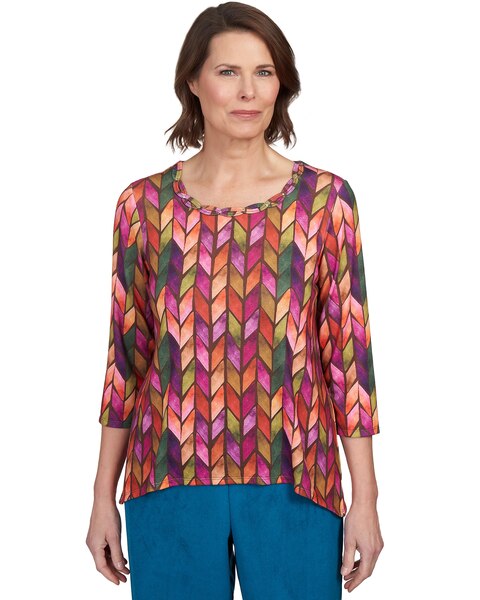 Alfred Dunner® Chevron Knit Sharkbite Hem Top
